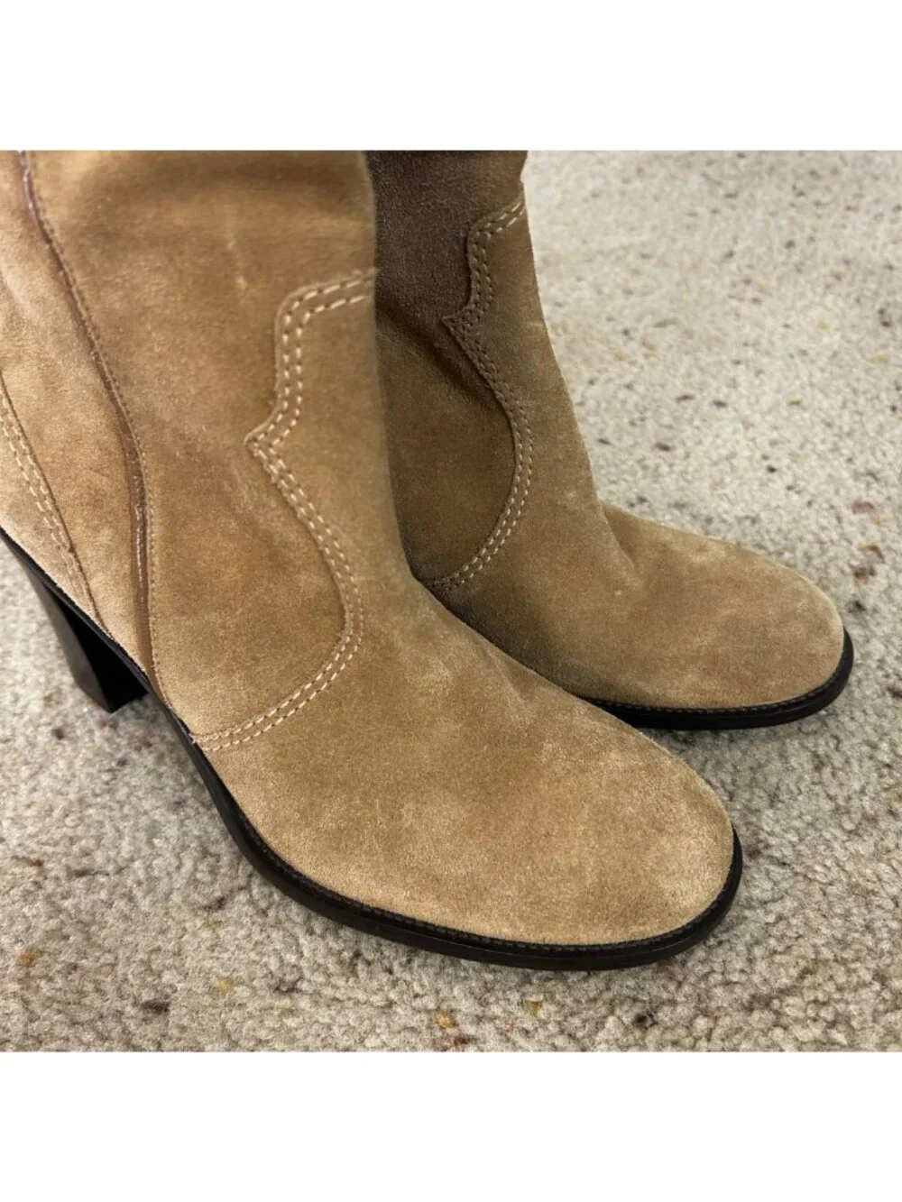 Franco Sarto Women's Suede Heeled Western Style Boots Camel Brown Size 7.5 - Picture 6 of 7